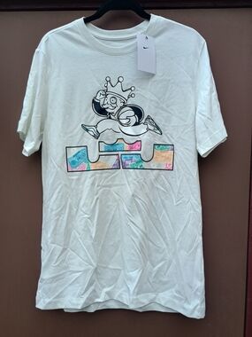 Nike White Graphic T-Shirt with Colorful Money Monopoly Logo